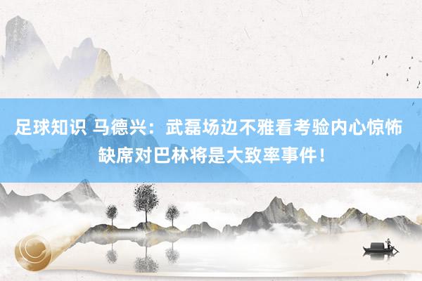 足球知识 马德兴：武磊场边不雅看考验内心惊怖 缺席对巴林将是大致率事件！