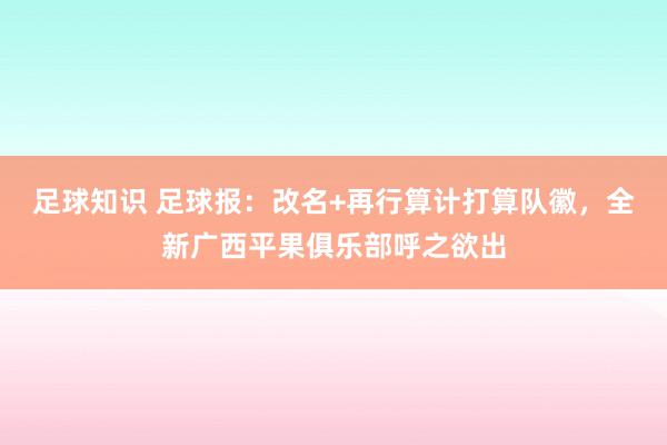 足球知识 足球报：改名+再行算计打算队徽，全新广西平果俱乐部呼之欲出