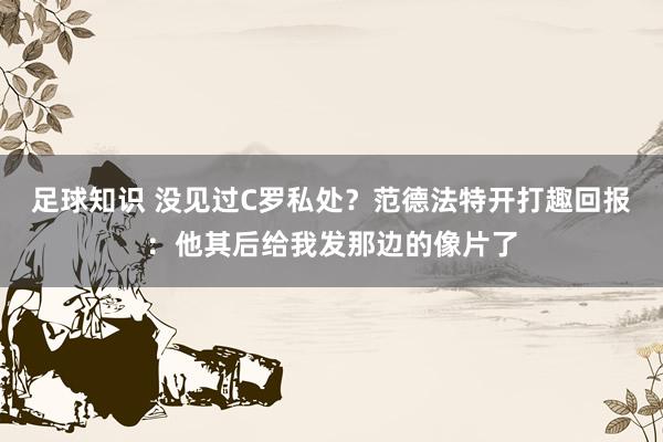 足球知识 没见过C罗私处？范德法特开打趣回报：他其后给我发那边的像片了