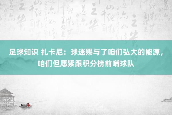 足球知识 扎卡尼：球迷赐与了咱们弘大的能源，咱们但愿紧跟积分榜前哨球队