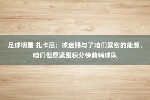 足球明星 扎卡尼：球迷赐与了咱们繁密的能源，咱们但愿紧跟积分榜前哨球队